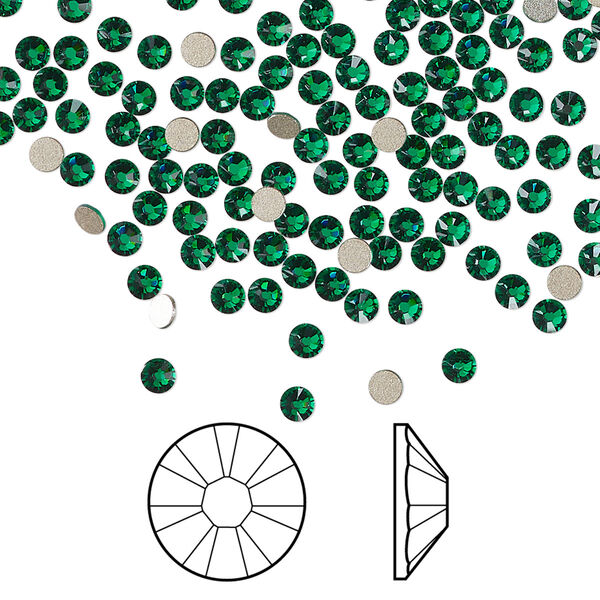 Flat back 1440pk majestic green foil back, Swarovski® 2.5-2.7mm rose round SS9 2058 image number 0