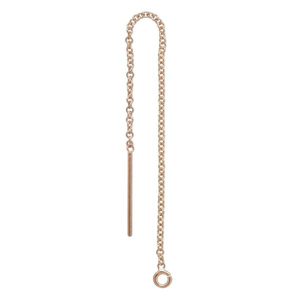 Ear thread 1pkg2 14Kt rose gold-filled, 3 inch cable / open loop, 1 pair image number 0