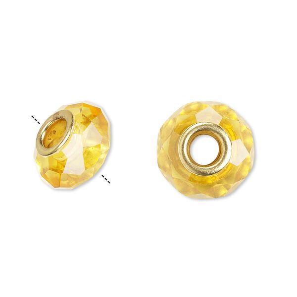 Bead 10pk 32 facets gold finish gold, Celestial Crystal® Dione® 14x9mm rondelle image number 0