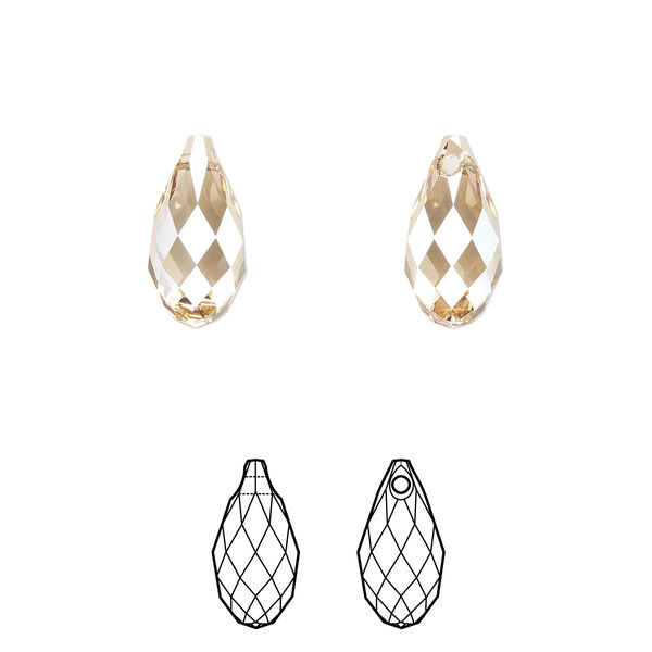Briolette 2pk crystal golden shadow, Crystal Passions® 13x6.5mm pendant drop 6010 image number 0