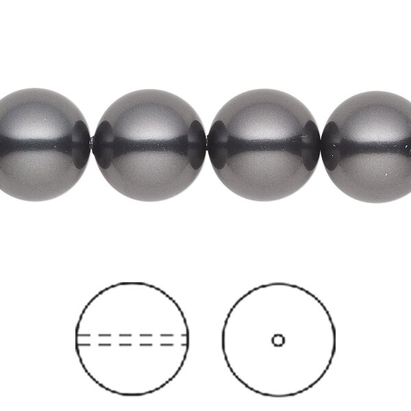 Pearl 100pk black, Swarovski® 12mm round 5810 image number 0