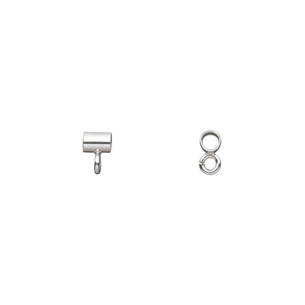 Bead, sterling silver, 4x3mm round tube with open loop. Sold individually. image number 0