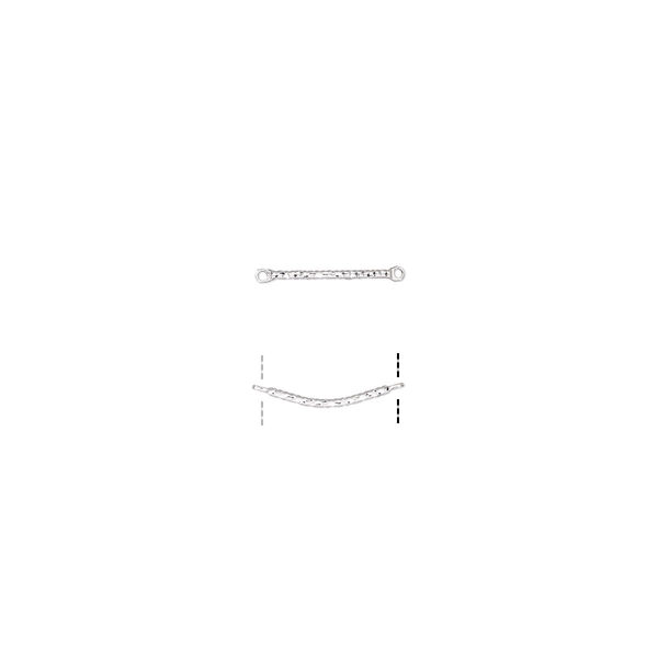 Link, silver-plated brass, 20x3mm diamond-cut curved bar. Sold per pkg of 20. image number 0