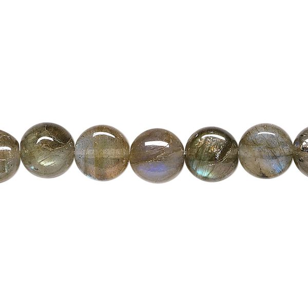Labradorite 1pkg1, flat round bead natural 15.5-16 inch 8mm image number 0