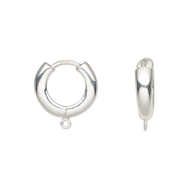 Earring hoop 1pkg2 sterling silver, 16mm hinged / closed loop, 1 pair image number 0