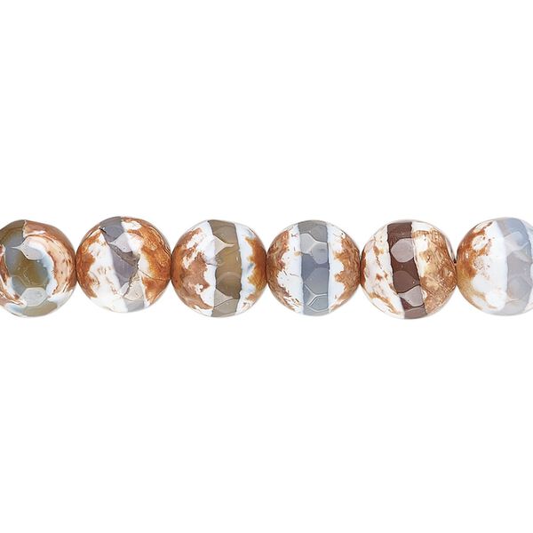 Blue brown agate 1pkg1, faceted round bead 15.5-16 inch 7.5-8mm image number 0