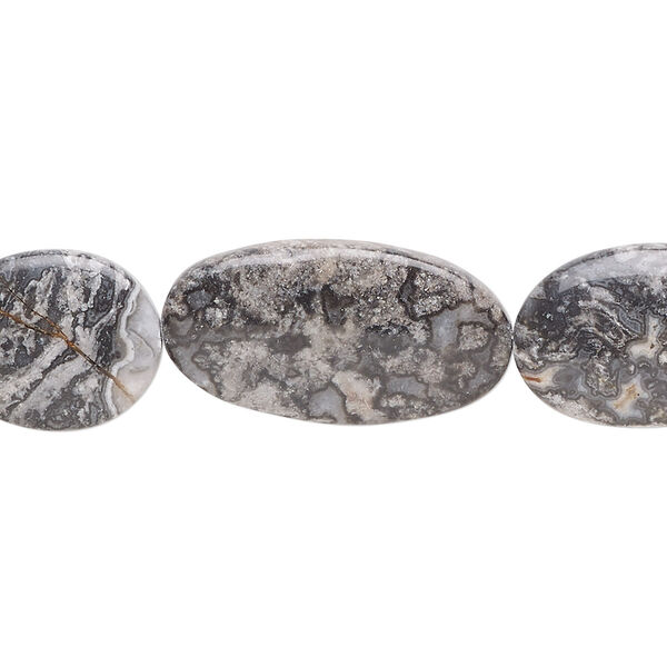 Silver crazy lace agate 1pkg1, flat oval bead natural 8 inch mix 25x13mm / 19x13.5mm / 16x13.5mm image number 0