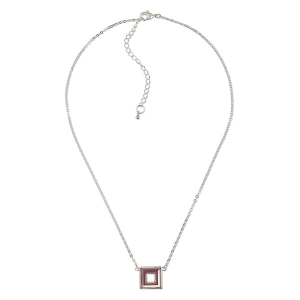 Necklace, Everyday Jewelry™, Crystal Passions® and silver-plated "pewter", lilac shadow, 16mm square ring, 17-1/2 inches with 2-1/2 inch extender chain and lobster claw clasp. Sold individually. image number 0