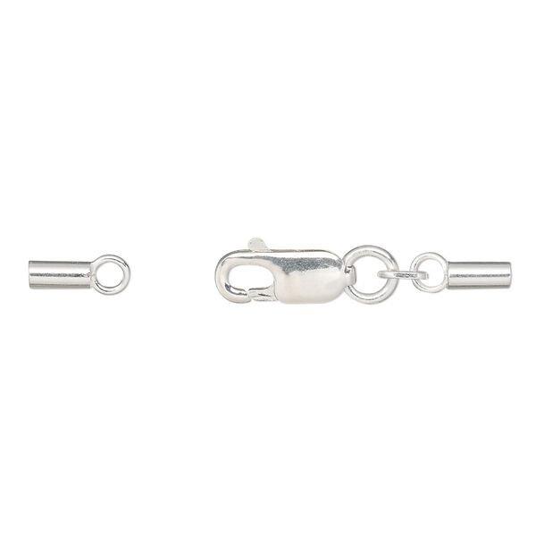 Clasp, lobster claw, sterling silver, 31x4mm with 2 crimp ends, 1.5mm inside diameter. Sold individually. image number 0