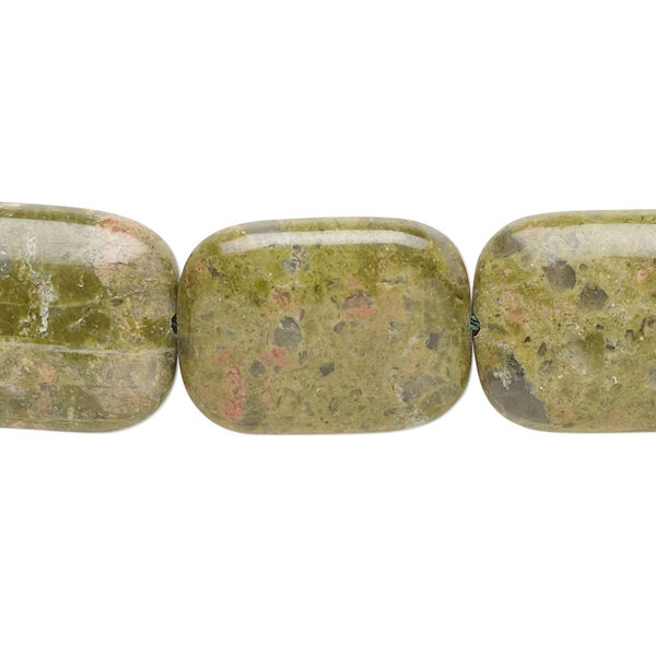 Unakite 1pkg1, puffed rectangle bead natural 15 inch 20x15mm image number 0
