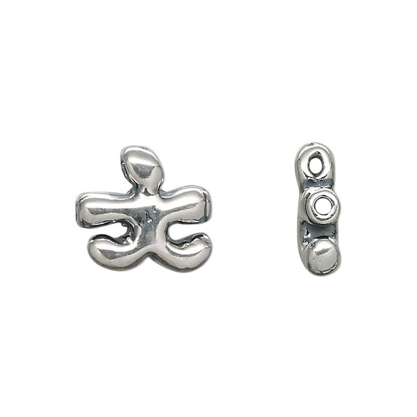 Bead, sterling silver, electroformed, 15x13mm person. Sold individually. image number 0