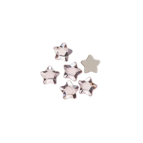 Flat back 6pk light rose foil back, Crystal Passions® 6mm star flower 3754 image number 0