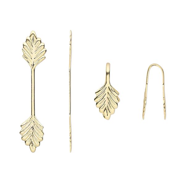 Bail, fold-over, gold-plated brass, 29x6mm double leaf with 14mm grip length. Sold per pkg of 100. image number 0