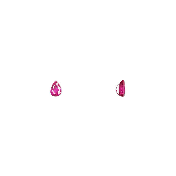 Ruby 1pkg1, hand-cut faceted pear gem A grade, 4x3mm image number 0