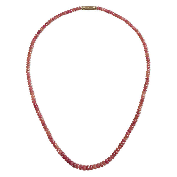 Ruby / "pewter" (zinc-based alloy) 1pkg1, gold-finished faceted rondelle necklace 15.5-16 inch / barrel clasp / 3x1mm-6x4mm image number 0