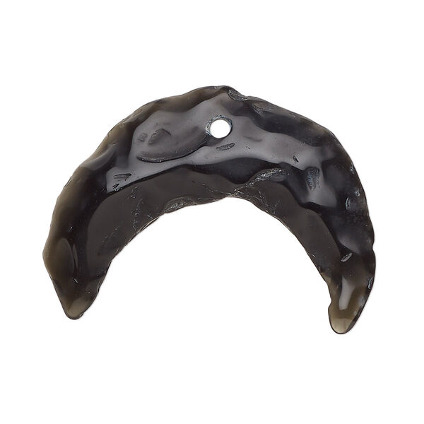Black obsidian 1pkg1, hand-knapped naja moon focal natural 38x30mm-40x35mm image number 0