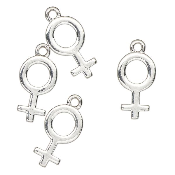 Charm, antique silver-finished "pewter" (zinc-based alloy), 18x10mm female symbol. Sold per pkg of 4. image number 0