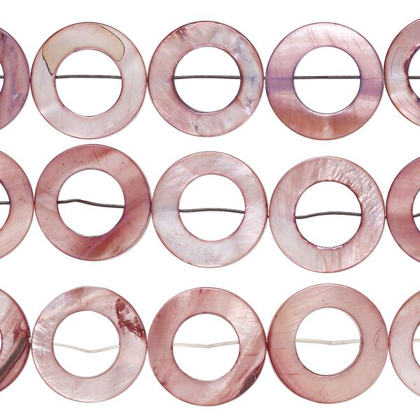 Bead, mother-of-pearl shell (dyed), light plum, 20mm donut, Mohs hardness 3-1/2. Sold per 15-inch strand, approximately 20 beads. image number 0