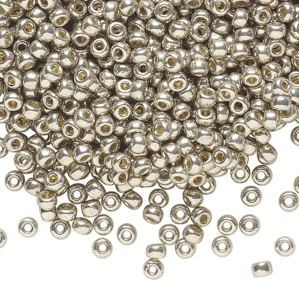 Seed bead, Miyuki, glass, pkg/250g, #8 rocaille, Duracoat® opaque galvanized light pewter, (RR-4221). image number 0