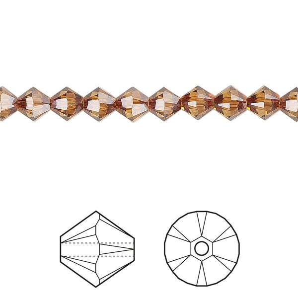 Bead 24pk light amber, Crystal Passions® 5mm bicone 5328 image number 0