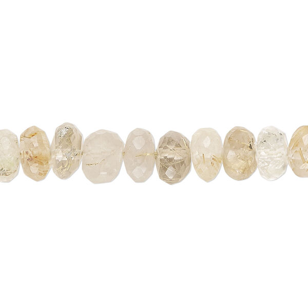 Golden rutilated quartz 1pkg1, hand-cut faceted rondelle / saucer bead natural 14 inch 8x4mm / 7-8mm image number 0