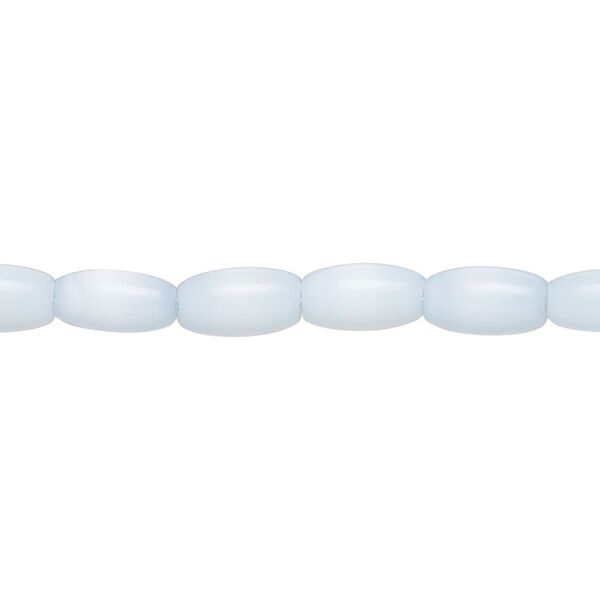 Bead, fiber optic glass, pkg/14 inch, opaque pale blue, 8x4mm center-drilled oval. image number 0