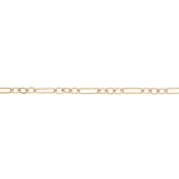 Chain, 14Kt gold-filled, 2mm flat figaro. Sold per pkg of 5 feet. image number 0