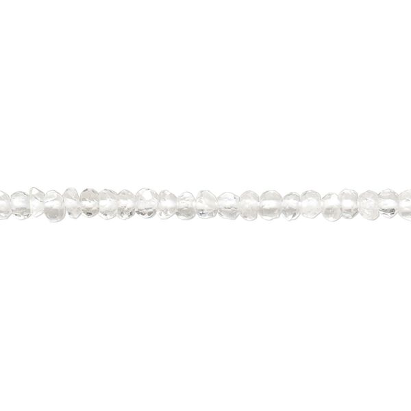 Quartz crystal 1pkg1, hand-cut faceted rondelle bead natural 13 inch 3x1mm-4x3mm image number 0