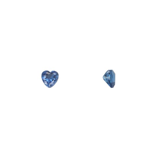 Gem, cubic zirconia, spinel blue, 4mm faceted heart, Mohs hardness 8-1/2. Sold per pkg of 5. image number 0