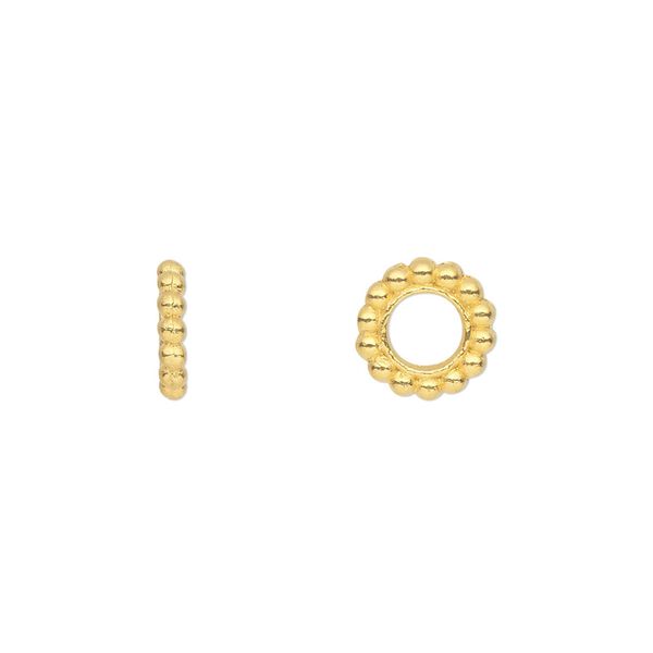 Bead, gold-finished "pewter" (zinc-based alloy), 9x2mm rondelle. Sold per pkg of 50. image number 0
