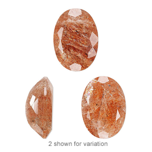 Sunstone 1pkg1, hand-cut undrilled faceted oval gem natural 18x13mm image number 0