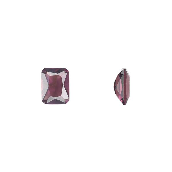 Gem, cubic zirconia, alexandrite purple, 8x6mm faceted emerald-cut, Mohs hardness 8-1/2. Sold per pkg of 2. image number 0