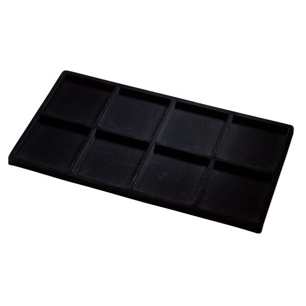 Tray insert, flocked velveteen, black, 14 x 7-3/4 x 1/2 inches with (8) 3-1/4 x 3-1/2 inch compartments. Sold per pkg of 2. image number 0