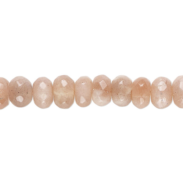 Peach moonstone 1pkg1, hand-cut faceted rondelle bead natural B+ grade, 14 inch 7x4mm-8x6mm image number 0