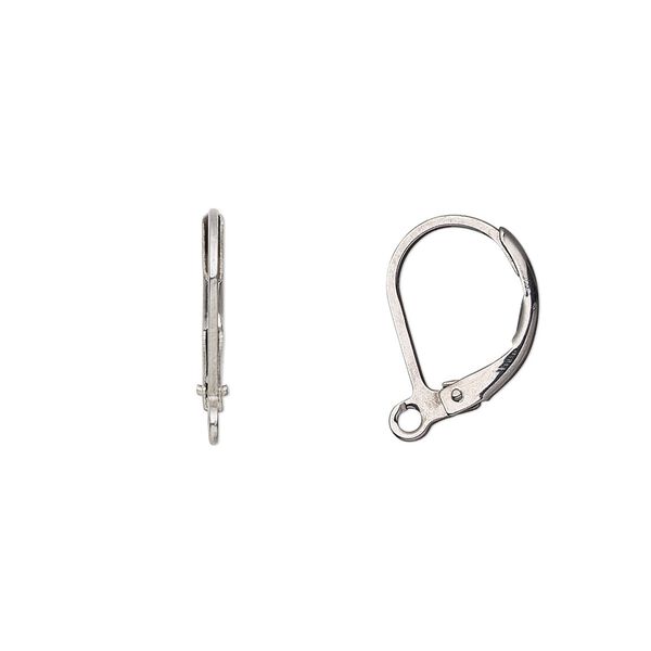 Ear wire leverback 1pkg20, 14mm / open loop, stainless steel 10 pair image number 0