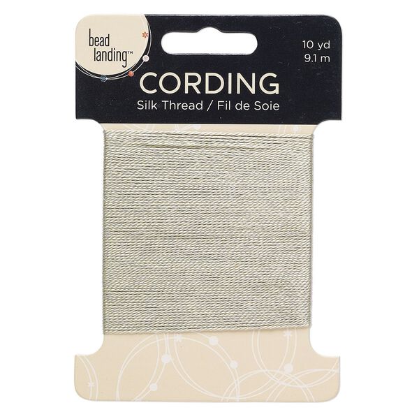 Thread, silk, sage green, 0.35mm. Sold per 10-yard card. image number 0