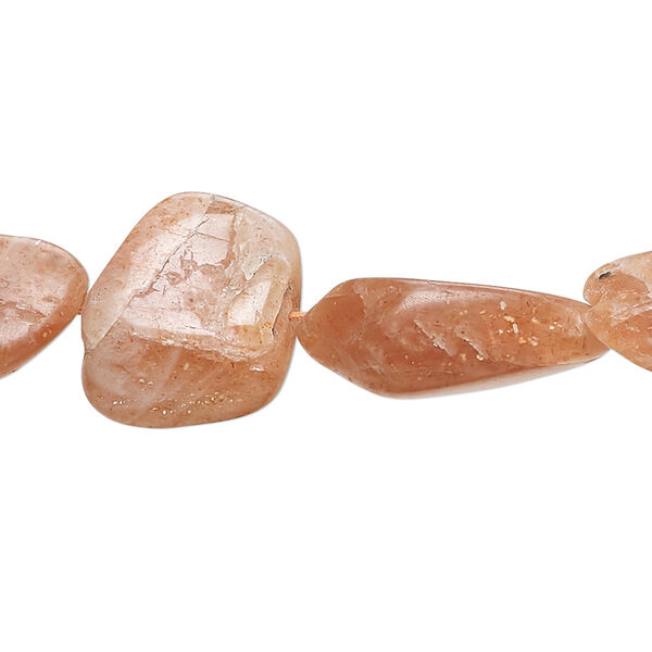 Sunstone 1pkg1, hand-cut nugget bead natural 14 inch medium image number 0