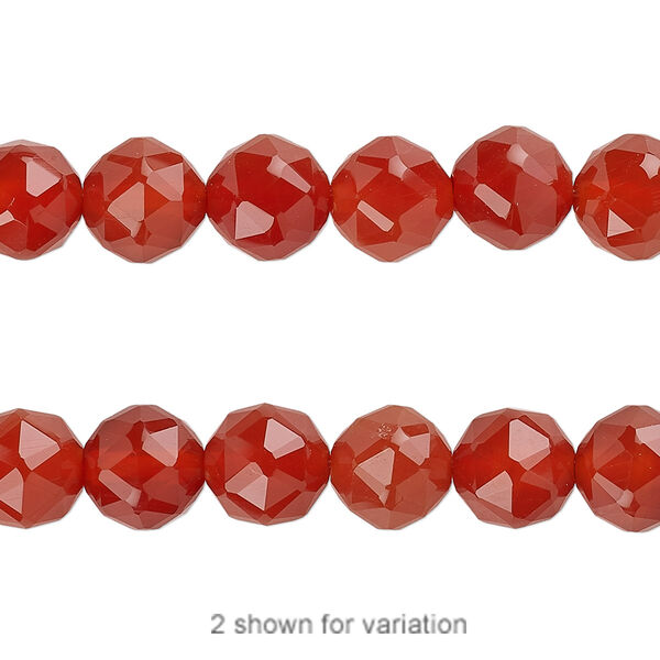 Carnelian 1pkg1, rose-cut round bead 8 inch 8mm image number 0