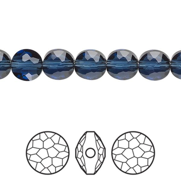 Bead 144pk montana, Swarovski® 8mm puffed round 5034 image number 0