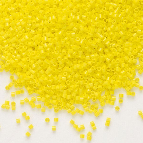 Seed bead, Delica®, glass, pkg/7.5g, #15 round, opaque yellow (DBS-0721). image number 0