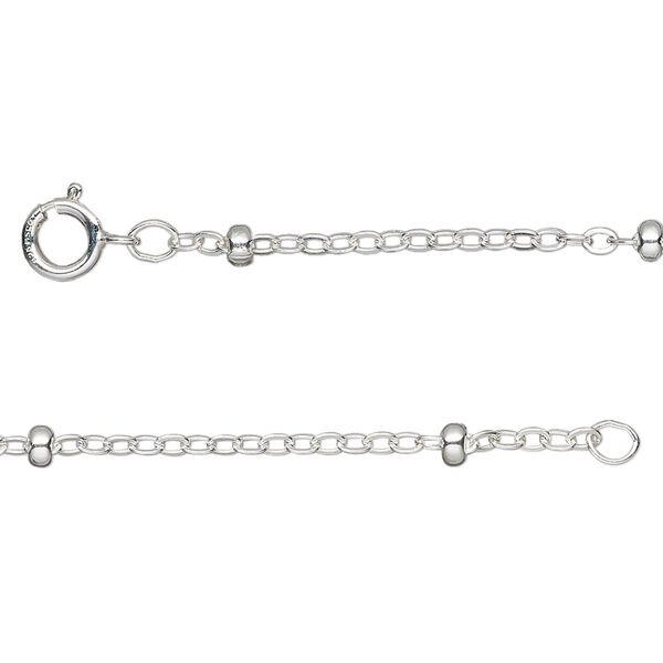 Chain, sterling silver, 1.8mm flat cable and 3x1.5mm rondelle, 18 inches with springring clasp. Sold individually. image number 0