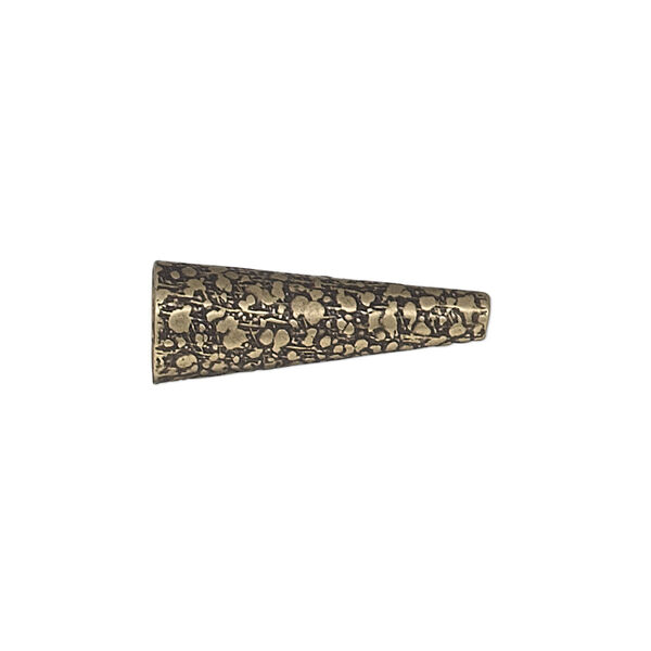 Cone, JBB Findings, antiqued brass, 23x8mm woven texture, fits 8-10mm beads. Sold individually. image number 0