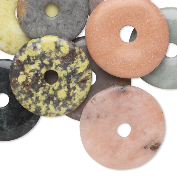 Multi-gemstone 1pkg10, donut focal mix 28-50mm image number 0