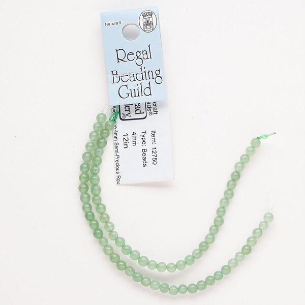 Green quartz 1pkg1, round bead 12 inch 4-5mm image number 0