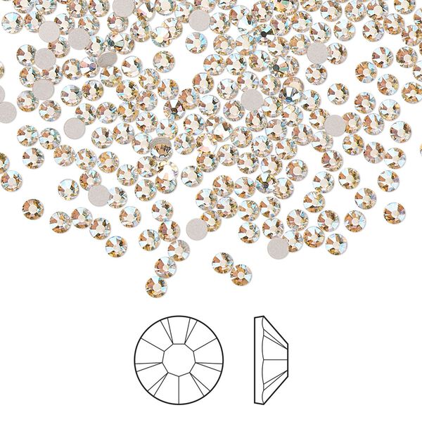 Flat back 1440pk gold quartz AB foil back, Preciosa MAXIMA Czech crystal rhinestone 2.1-2.3mm chaton rose round SS7 image number 0