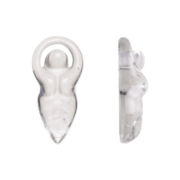 Quartz crystal 1pkg1, hand-cut undrilled 1-sided goddess component natural 24x12mm-26x13mm image number 0