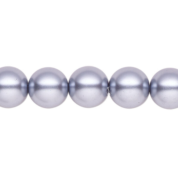 Pearl 2pk pewter, Celestial Crystal® 10mm round 15.5-16 inch image number 0