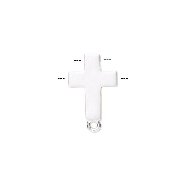 Drop, sterling silver, 15x11mm double-drilled matte cross with loop. Sold individually. image number 0