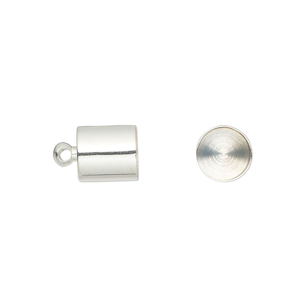 Cord end, glue-in, silver-finish brass, 8.5x8mm, approximately 7.4mm inside diameter. Sold per pkg of 10. image number 0