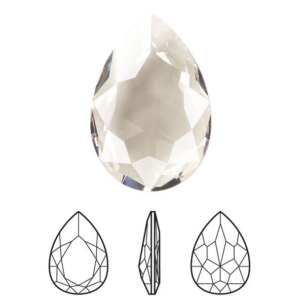 Fancy stone 1pk crystal silver shade, Crystal Passions® 30x20mm pear 4327 image number 0